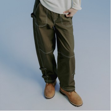 韓國Romantic Crown - SIDE STOPPER CARPENTER PANTS_KHAKI